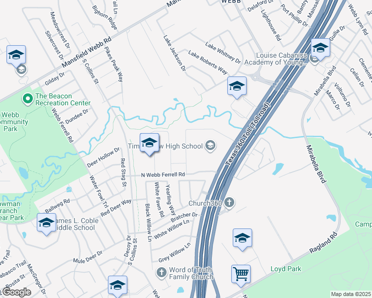 map of restaurants, bars, coffee shops, grocery stores, and more near 7700 South Watson Road in Arlington