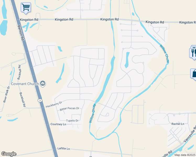 map of restaurants, bars, coffee shops, grocery stores, and more near 947 Maize Street in Bossier City