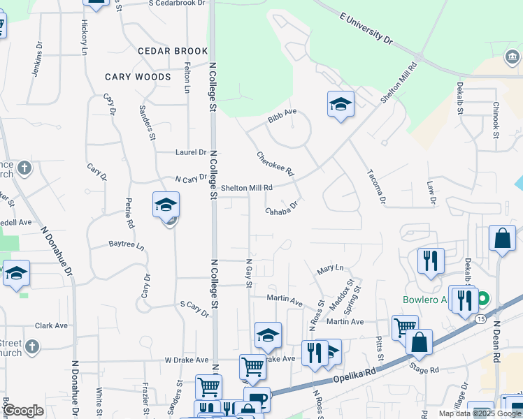 map of restaurants, bars, coffee shops, grocery stores, and more near 863 Cahaba Drive in Auburn