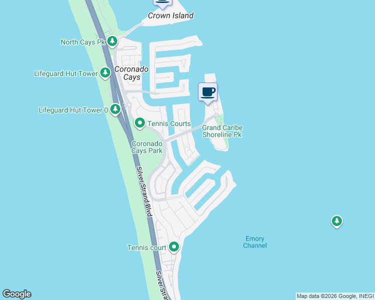map of restaurants, bars, coffee shops, grocery stores, and more near 30 Kingston Court East in Coronado