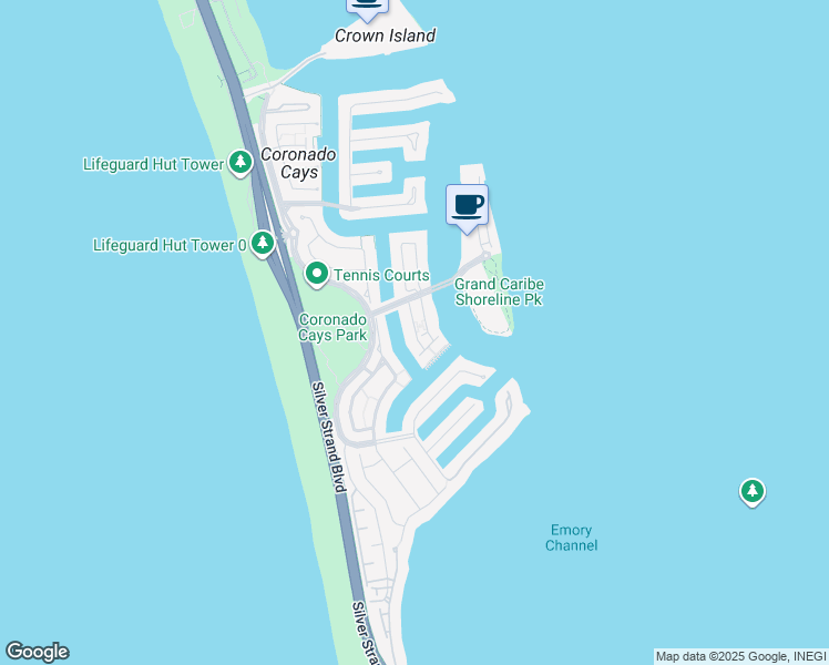 map of restaurants, bars, coffee shops, grocery stores, and more near 80 Kingston Court West in Coronado