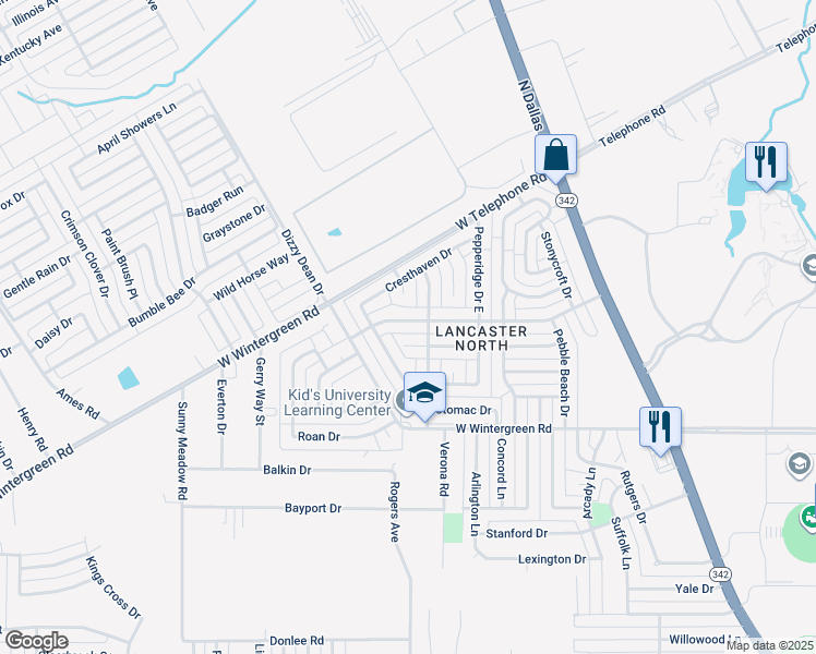 map of restaurants, bars, coffee shops, grocery stores, and more near 1002 Brookhaven Drive in Lancaster