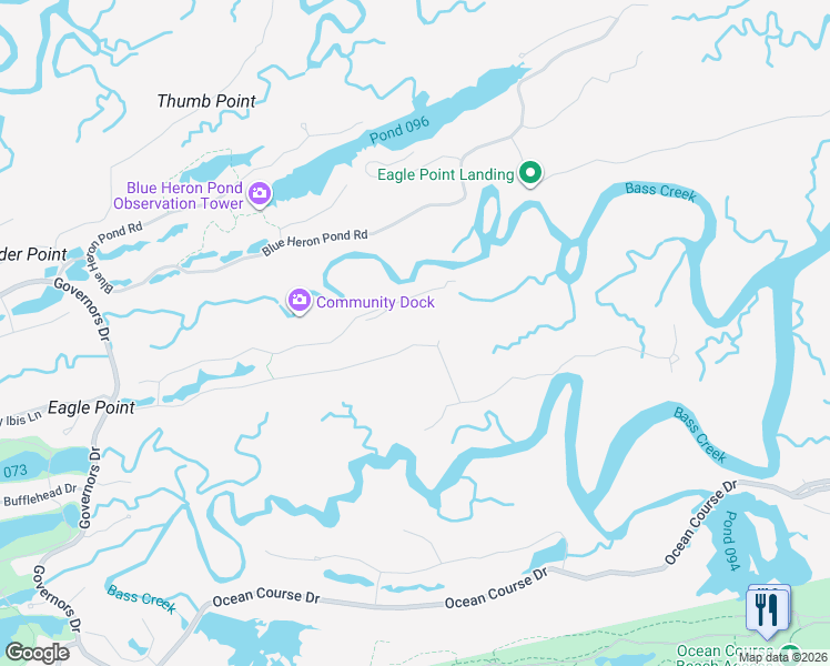 map of restaurants, bars, coffee shops, grocery stores, and more near 65 Falcon Point Road in Kiawah Island