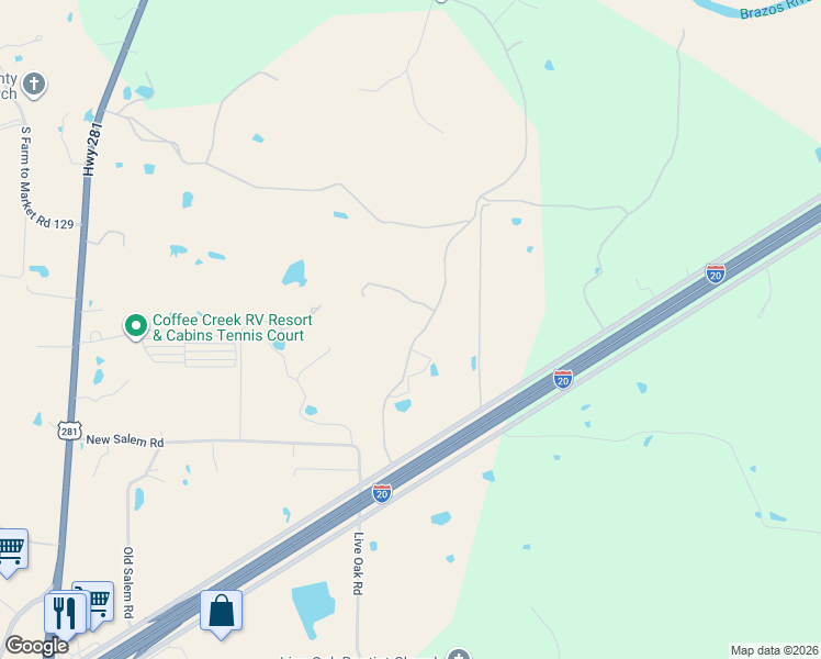 map of restaurants, bars, coffee shops, grocery stores, and more near 88029 Interstate 20 in Santo