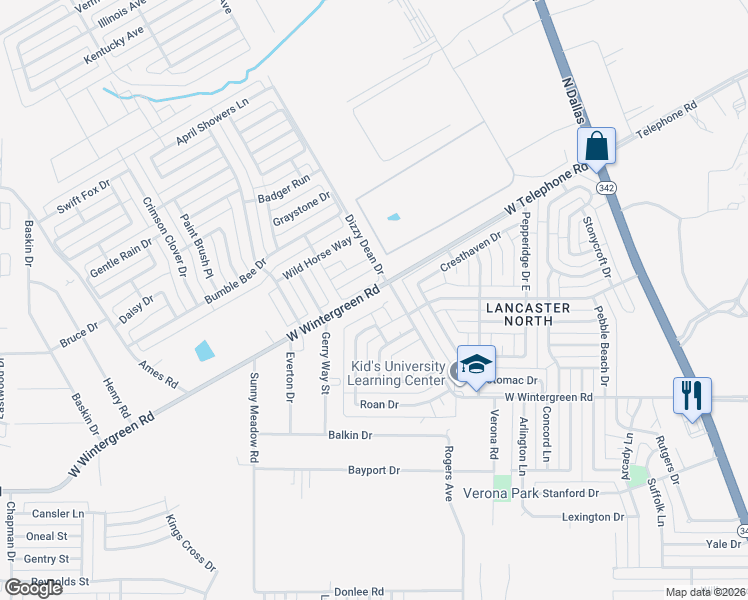 map of restaurants, bars, coffee shops, grocery stores, and more near 908 West Wintergreen Road in Lancaster