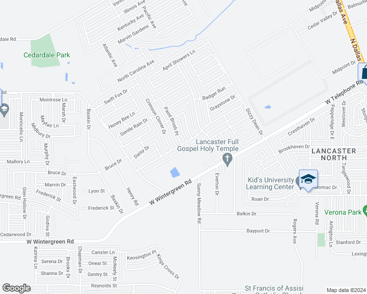 map of restaurants, bars, coffee shops, grocery stores, and more near 1216 Bumble Bee Drive in Lancaster