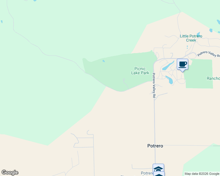 map of restaurants, bars, coffee shops, grocery stores, and more near Round Potrero Road in Potrero