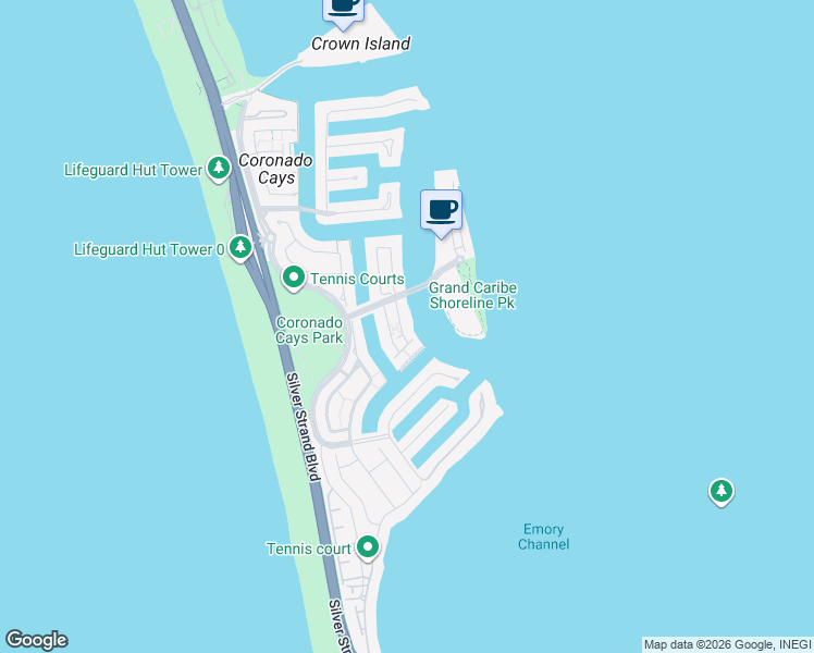 map of restaurants, bars, coffee shops, grocery stores, and more near 30 Kingston Court East in Coronado