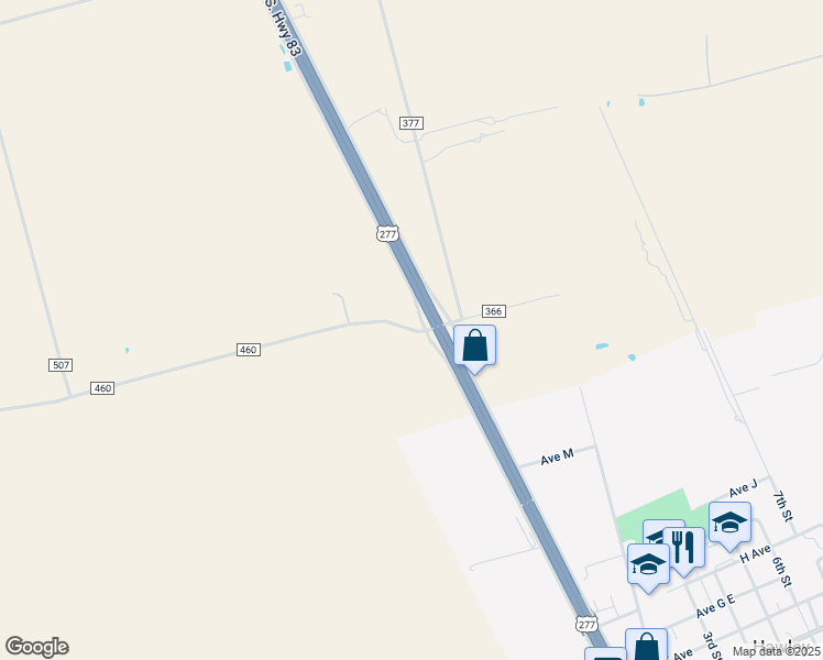 map of restaurants, bars, coffee shops, grocery stores, and more near County Road 460 in Hawley