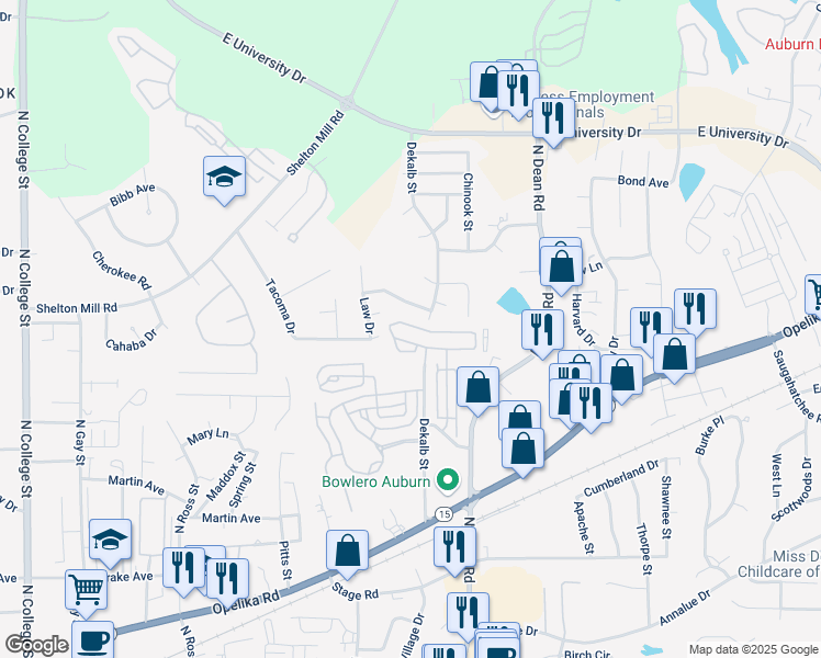 map of restaurants, bars, coffee shops, grocery stores, and more near 721 Aspen Heights Lane in Auburn