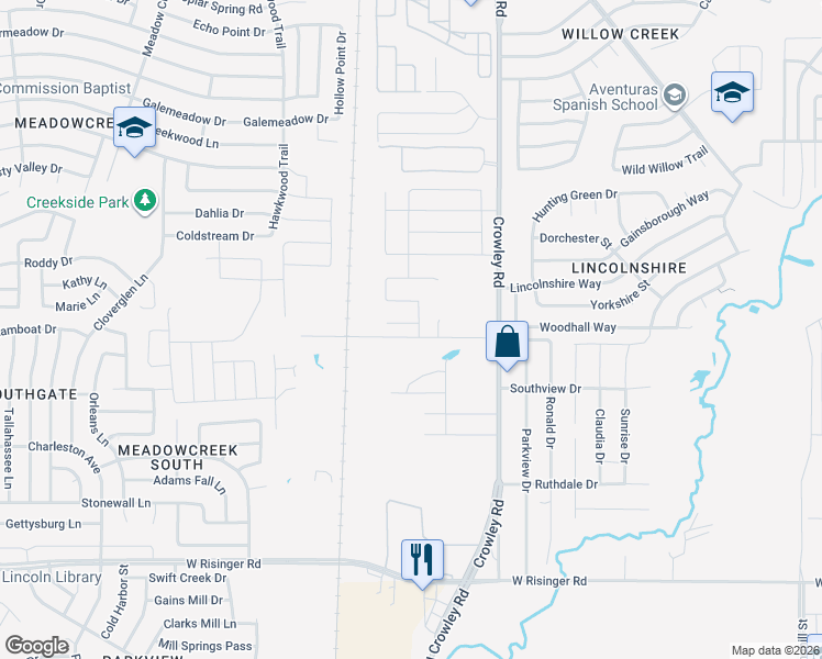 map of restaurants, bars, coffee shops, grocery stores, and more near 9137 Blakely Drive in Fort Worth