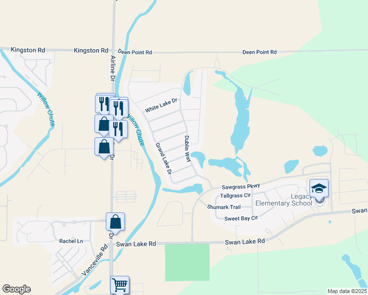 map of restaurants, bars, coffee shops, grocery stores, and more near 3501 Grand Cane Lane in Bossier City