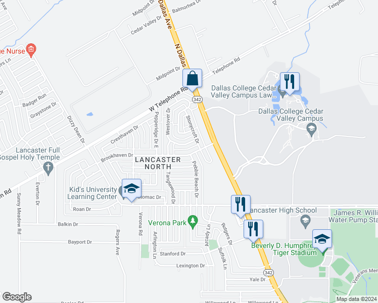 map of restaurants, bars, coffee shops, grocery stores, and more near 715 Brookhaven Drive in Lancaster