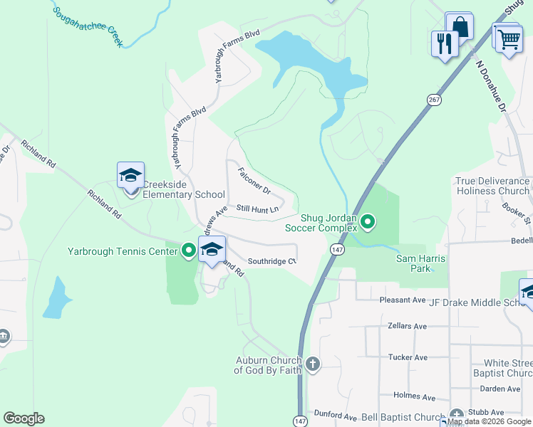 map of restaurants, bars, coffee shops, grocery stores, and more near 1156 Rustic Ridge Court in Auburn