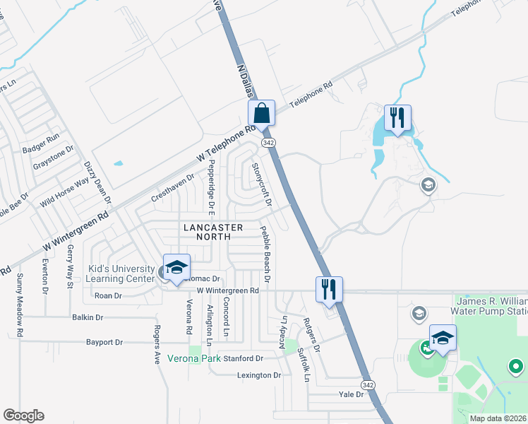 map of restaurants, bars, coffee shops, grocery stores, and more near 707 Brookhaven Drive in Lancaster