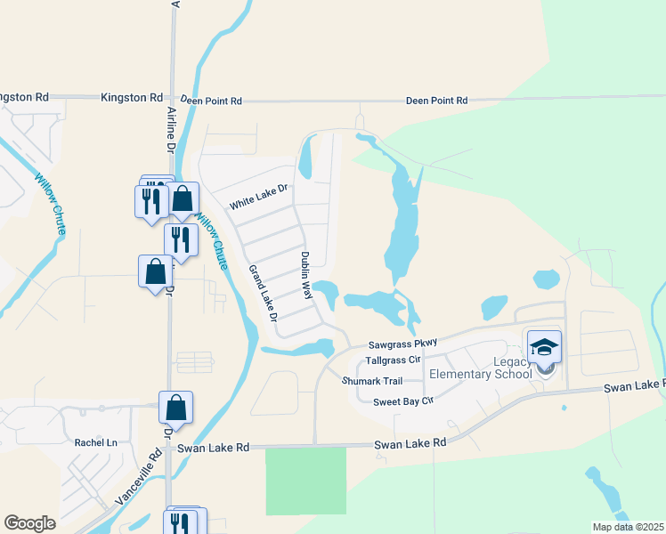 map of restaurants, bars, coffee shops, grocery stores, and more near 3489 Grand Cane Lane in Bossier City
