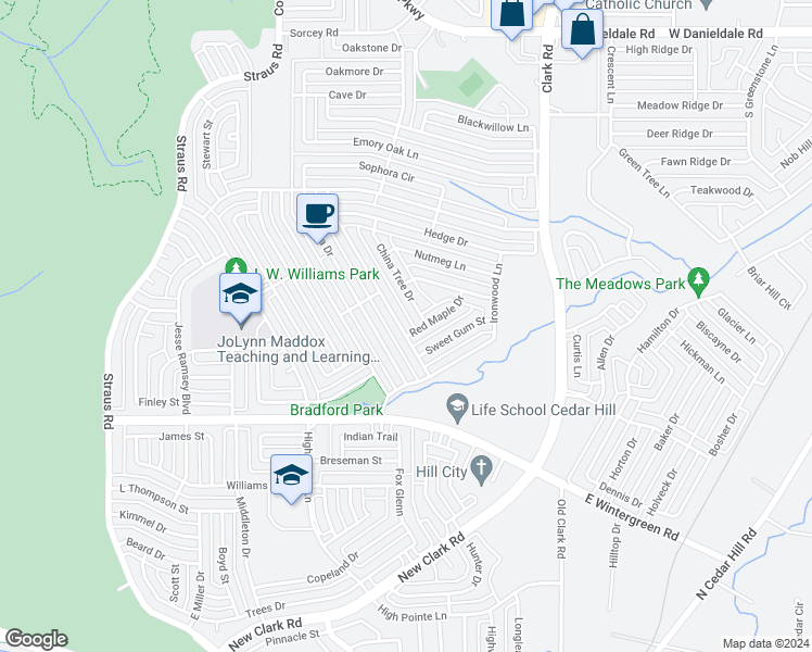 map of restaurants, bars, coffee shops, grocery stores, and more near 10234 Deer Hollow Drive in Dallas