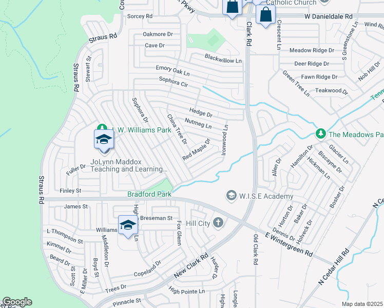 map of restaurants, bars, coffee shops, grocery stores, and more near 10236 Red Maple Drive in Dallas
