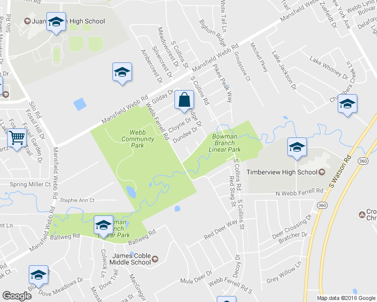 map of restaurants, bars, coffee shops, grocery stores, and more near 9105 Wild River Drive in Arlington