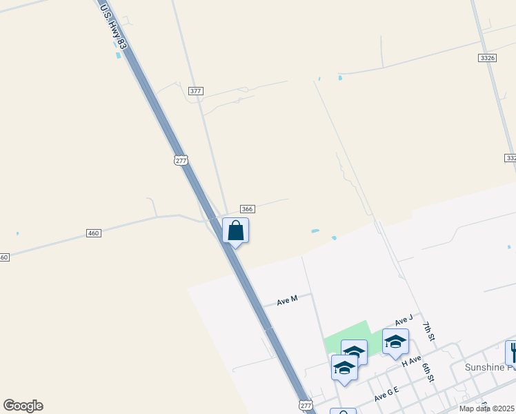map of restaurants, bars, coffee shops, grocery stores, and more near County Road 366 in Hawley