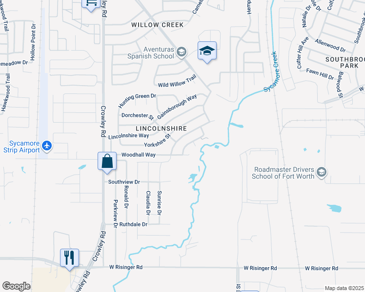 map of restaurants, bars, coffee shops, grocery stores, and more near 1456 Horncastle Street in Fort Worth