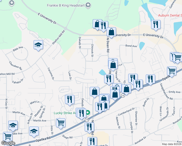 map of restaurants, bars, coffee shops, grocery stores, and more near 829 Andrew Court in Auburn