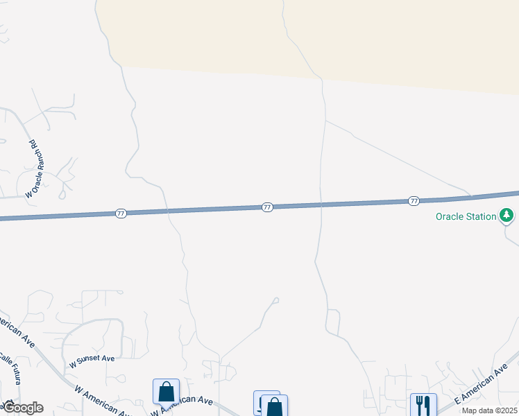 map of restaurants, bars, coffee shops, grocery stores, and more near Arizona 77 in Oracle