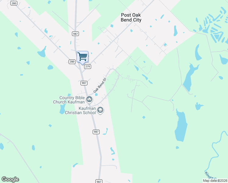 map of restaurants, bars, coffee shops, grocery stores, and more near 1169 Country Bend Drive in Kaufman