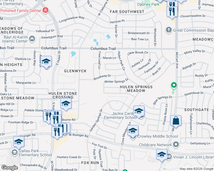 map of restaurants, bars, coffee shops, grocery stores, and more near 4020 Bonita Springs Drive in Fort Worth