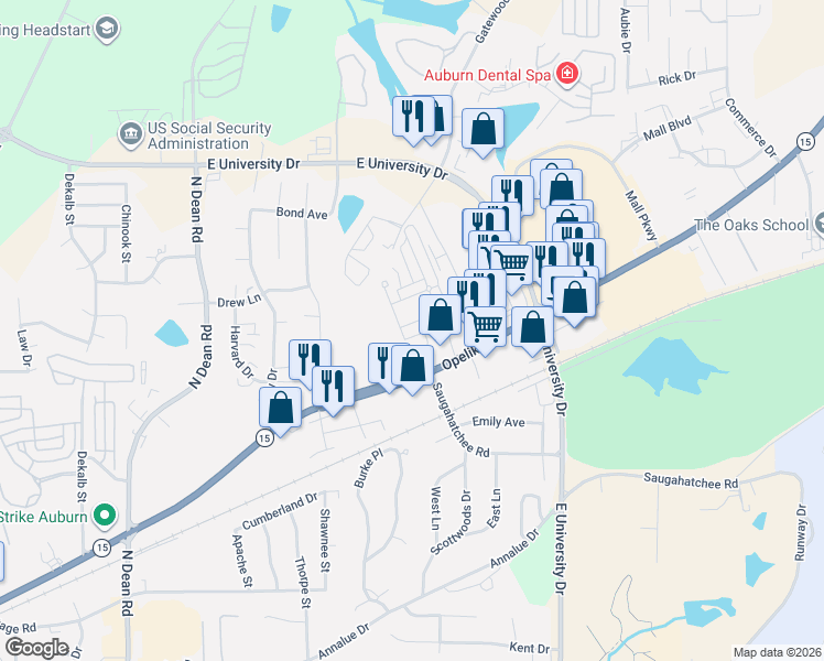 map of restaurants, bars, coffee shops, grocery stores, and more near 1391 Sheridan Glen Crossing in Auburn