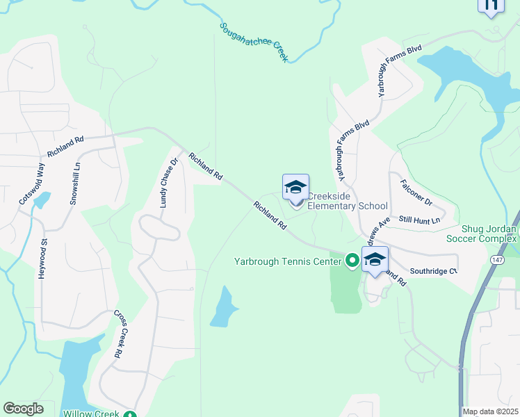 map of restaurants, bars, coffee shops, grocery stores, and more near 2196 Richland Road in Auburn