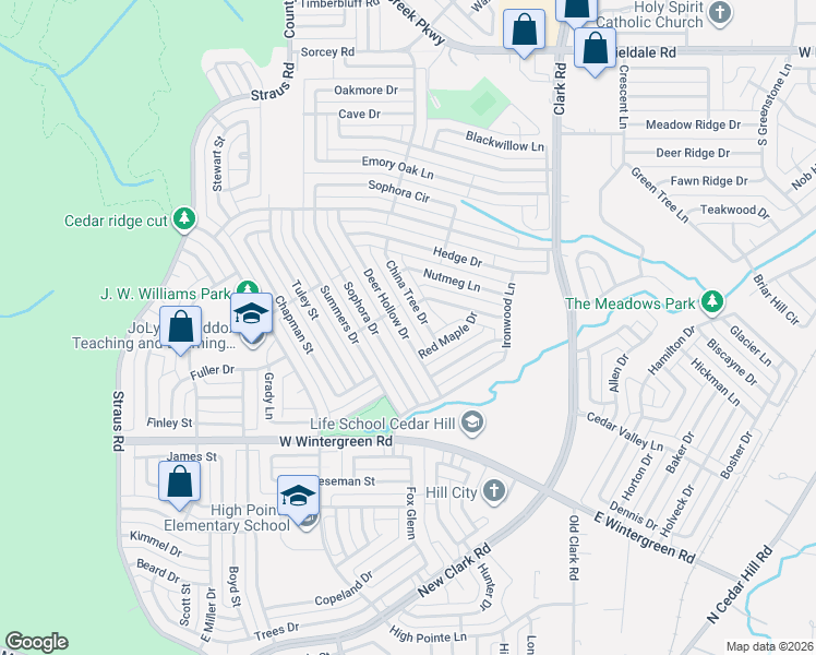 map of restaurants, bars, coffee shops, grocery stores, and more near 10215 Deer Hollow Drive in Dallas
