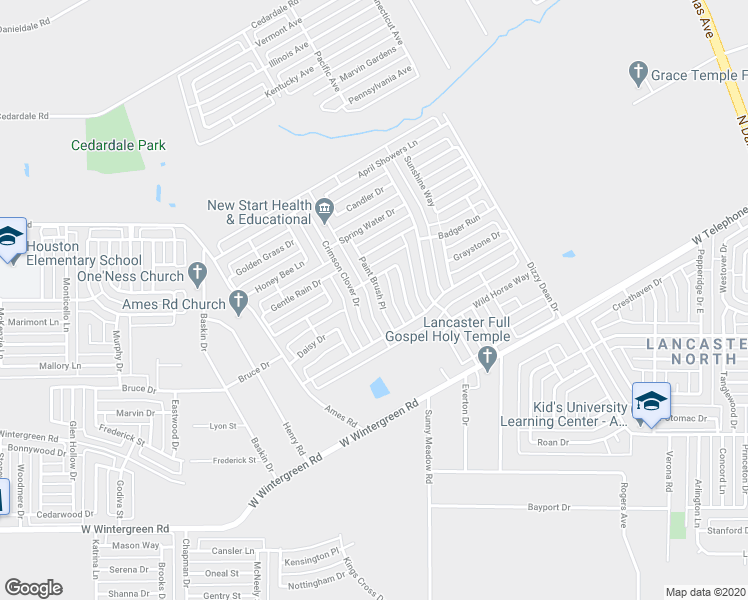 map of restaurants, bars, coffee shops, grocery stores, and more near 3003 Paint Brush Place in Lancaster