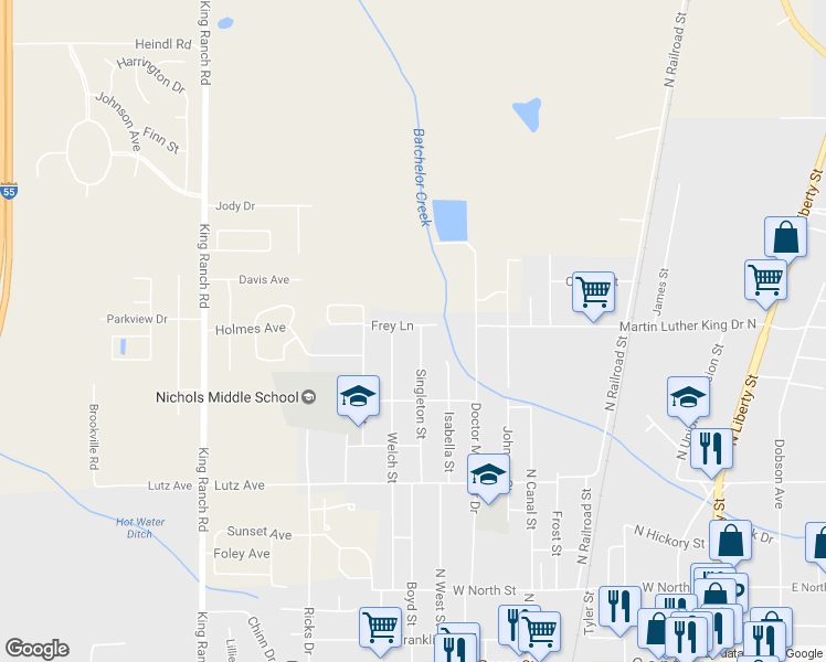 map of restaurants, bars, coffee shops, grocery stores, and more near 607 Singleton St in Canton