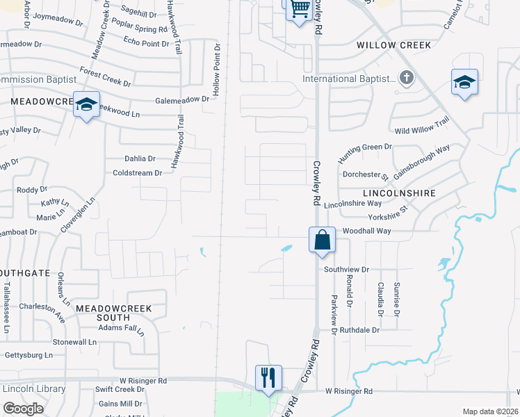 map of restaurants, bars, coffee shops, grocery stores, and more near 9101 Blakely Drive in Fort Worth