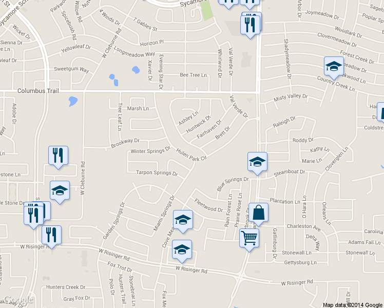 map of restaurants, bars, coffee shops, grocery stores, and more near 8145 Hulen Park Cir in Fort Worth