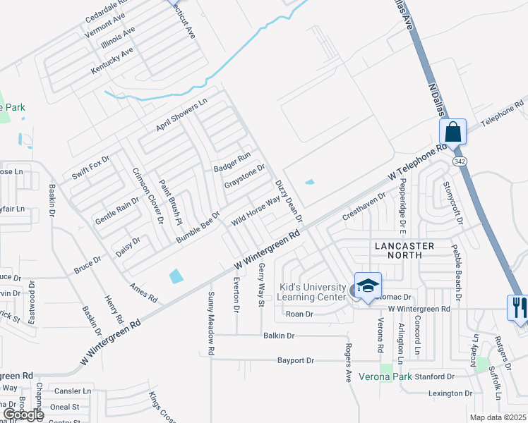 map of restaurants, bars, coffee shops, grocery stores, and more near 1028 Wild Horse Way in Lancaster