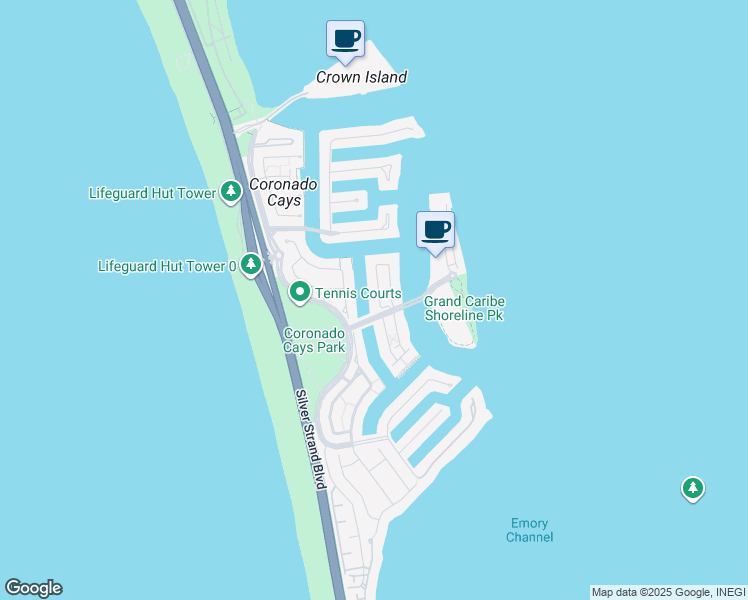 map of restaurants, bars, coffee shops, grocery stores, and more near 98 Antigua Court in Coronado
