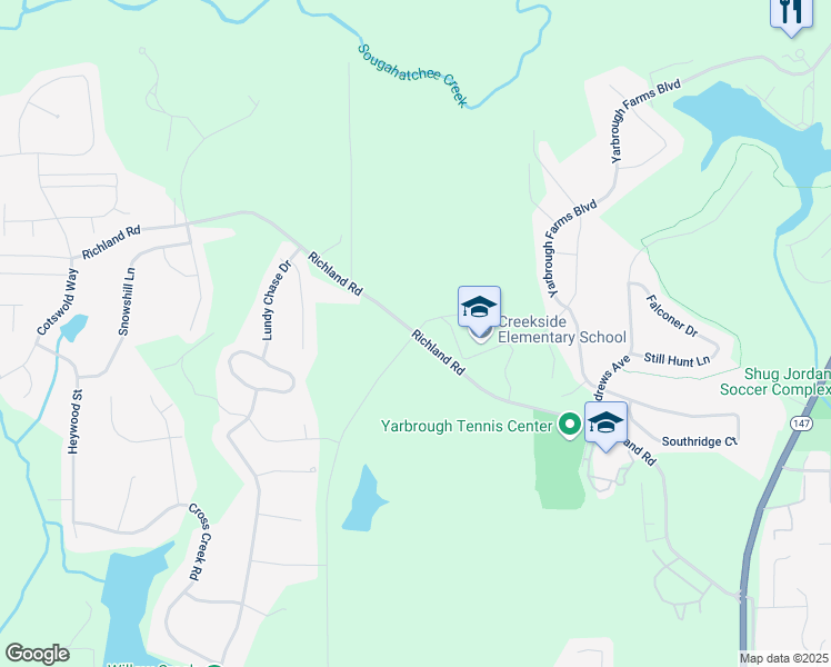 map of restaurants, bars, coffee shops, grocery stores, and more near 2306 Richland Road in Auburn