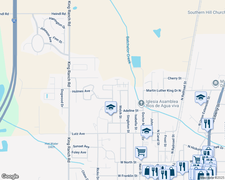 map of restaurants, bars, coffee shops, grocery stores, and more near in Madison County