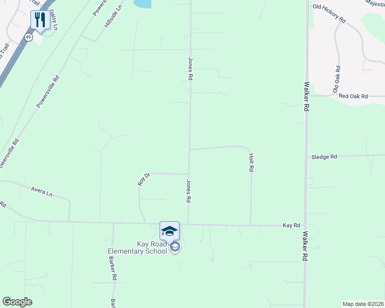 map of restaurants, bars, coffee shops, grocery stores, and more near 1394-1786 Jones Road in Byron