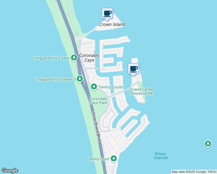 map of restaurants, bars, coffee shops, grocery stores, and more near 98 Antigua Court in Coronado