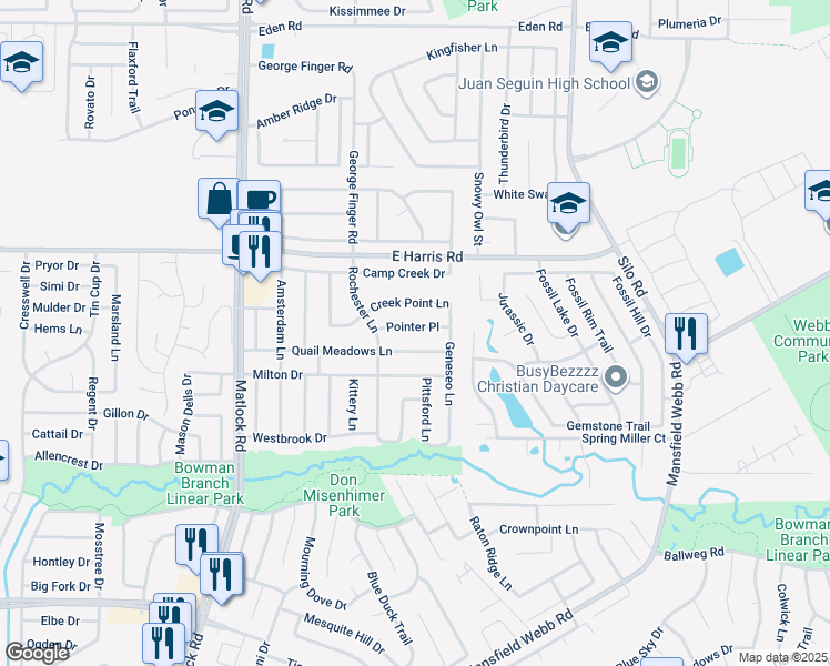 map of restaurants, bars, coffee shops, grocery stores, and more near 400 Pointer Place in Arlington