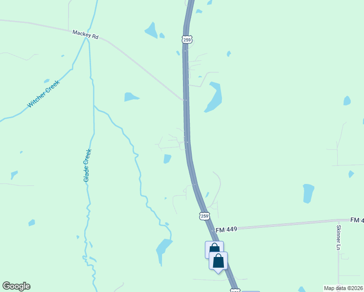 map of restaurants, bars, coffee shops, grocery stores, and more near 8405 U.S. 259 in Longview