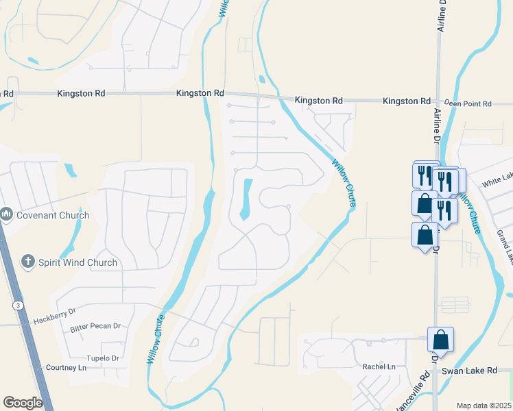 map of restaurants, bars, coffee shops, grocery stores, and more near 701 Dumaine Drive in Bossier City