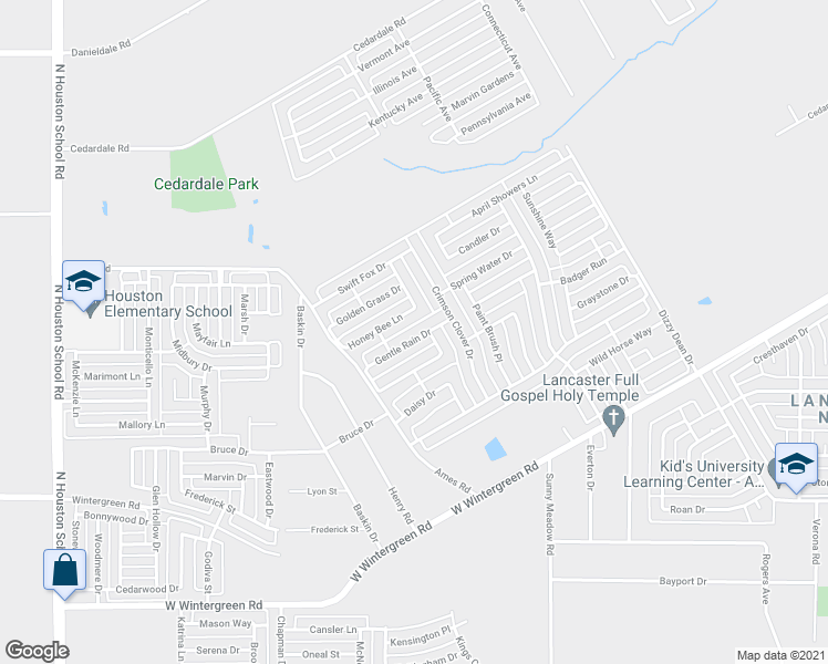 map of restaurants, bars, coffee shops, grocery stores, and more near 1415 Gentle Rain Drive in Lancaster