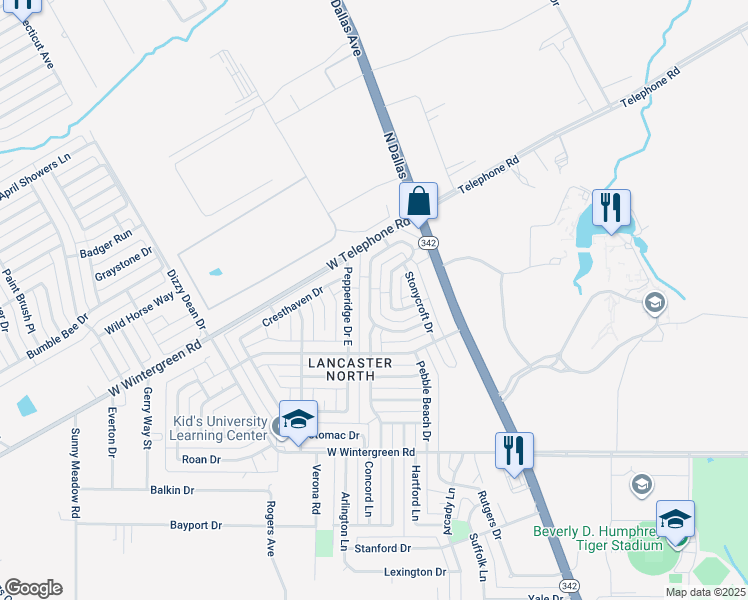 map of restaurants, bars, coffee shops, grocery stores, and more near 823 Westover Drive in Lancaster