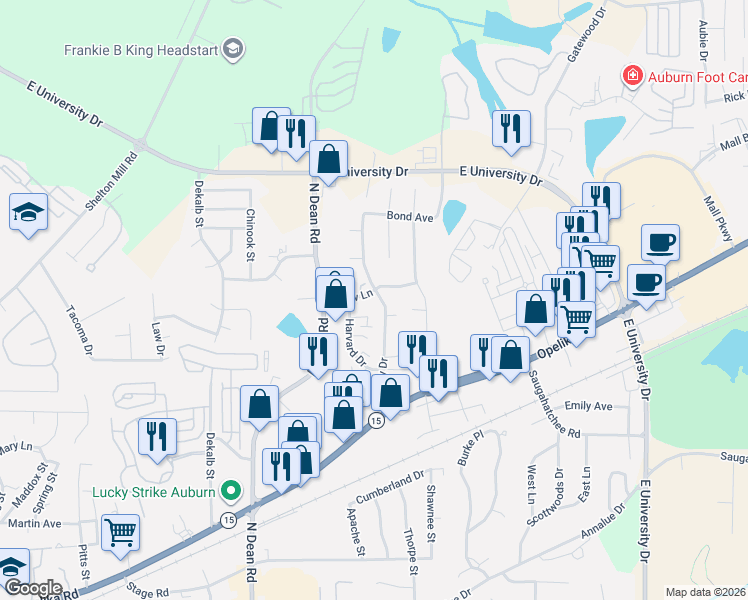 map of restaurants, bars, coffee shops, grocery stores, and more near 1096 Princeton Place in Auburn