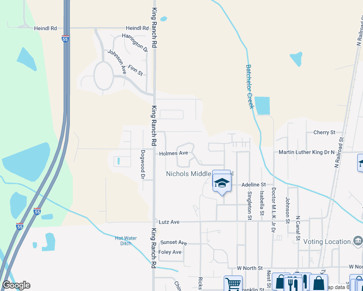 map of restaurants, bars, coffee shops, grocery stores, and more near 1110 Holmes Avenue in Canton