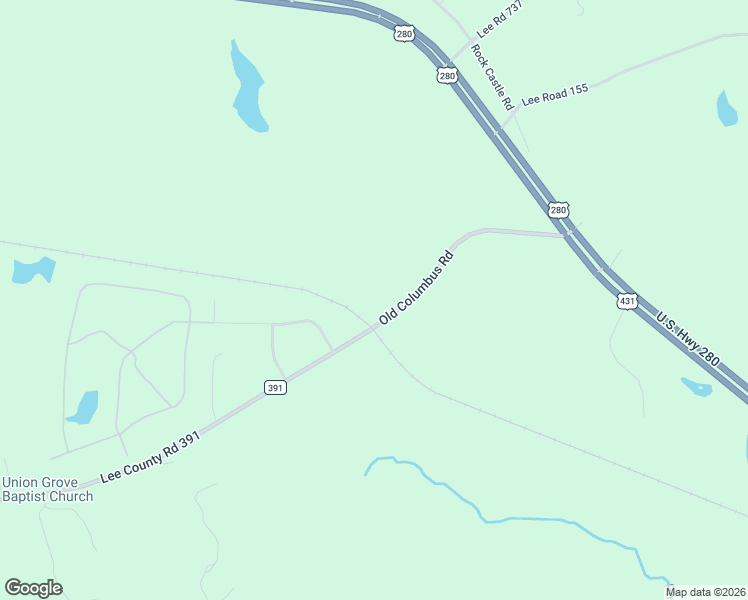 map of restaurants, bars, coffee shops, grocery stores, and more near 5057 Old Columbus Road in Opelika
